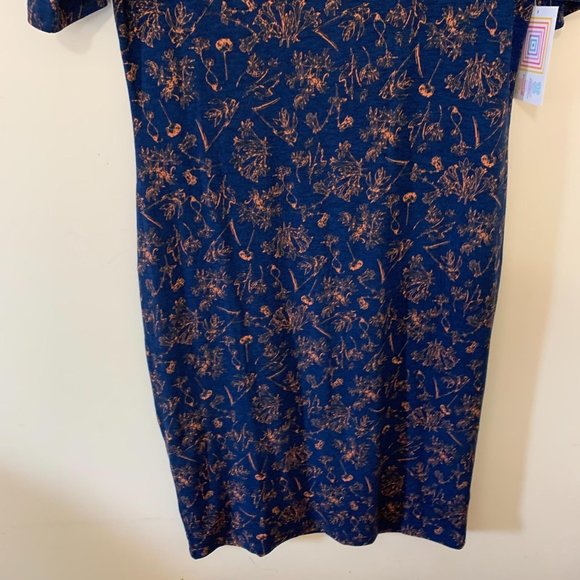 LuLaRoe Julia Dress Navy Floral Print Large Blue - Picture 4 of 9